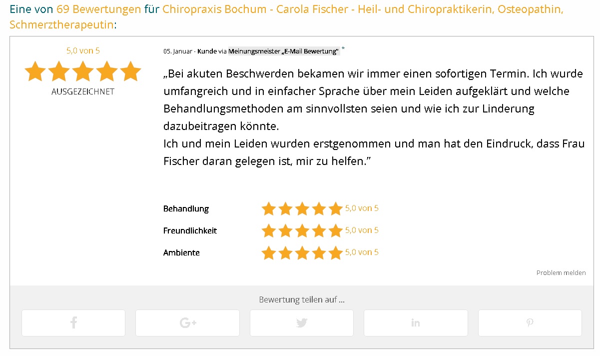 Bild einer Bewertung auf GoYellow.de mit Link zu GoYellow.de